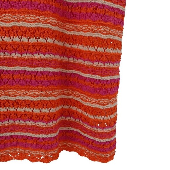 Belle by Kim Gravel Summer Boho Pointelle Stripe Sweater Sz 3X Orange Knit - Picture 11 of 15